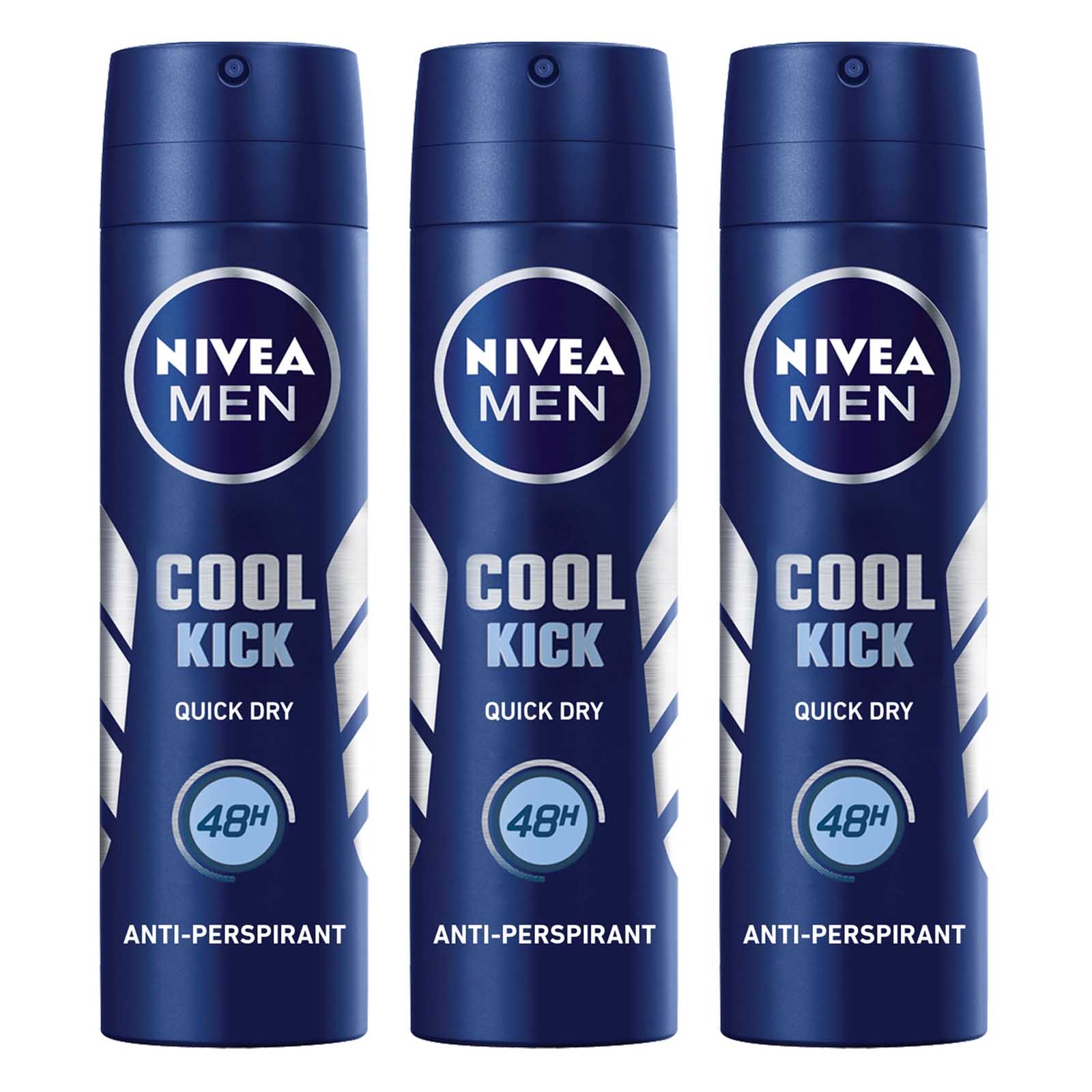 DEODORANT SPRAY ANTIPERS COOL KICK MEN NIVEA ( 3 X 150 ML )