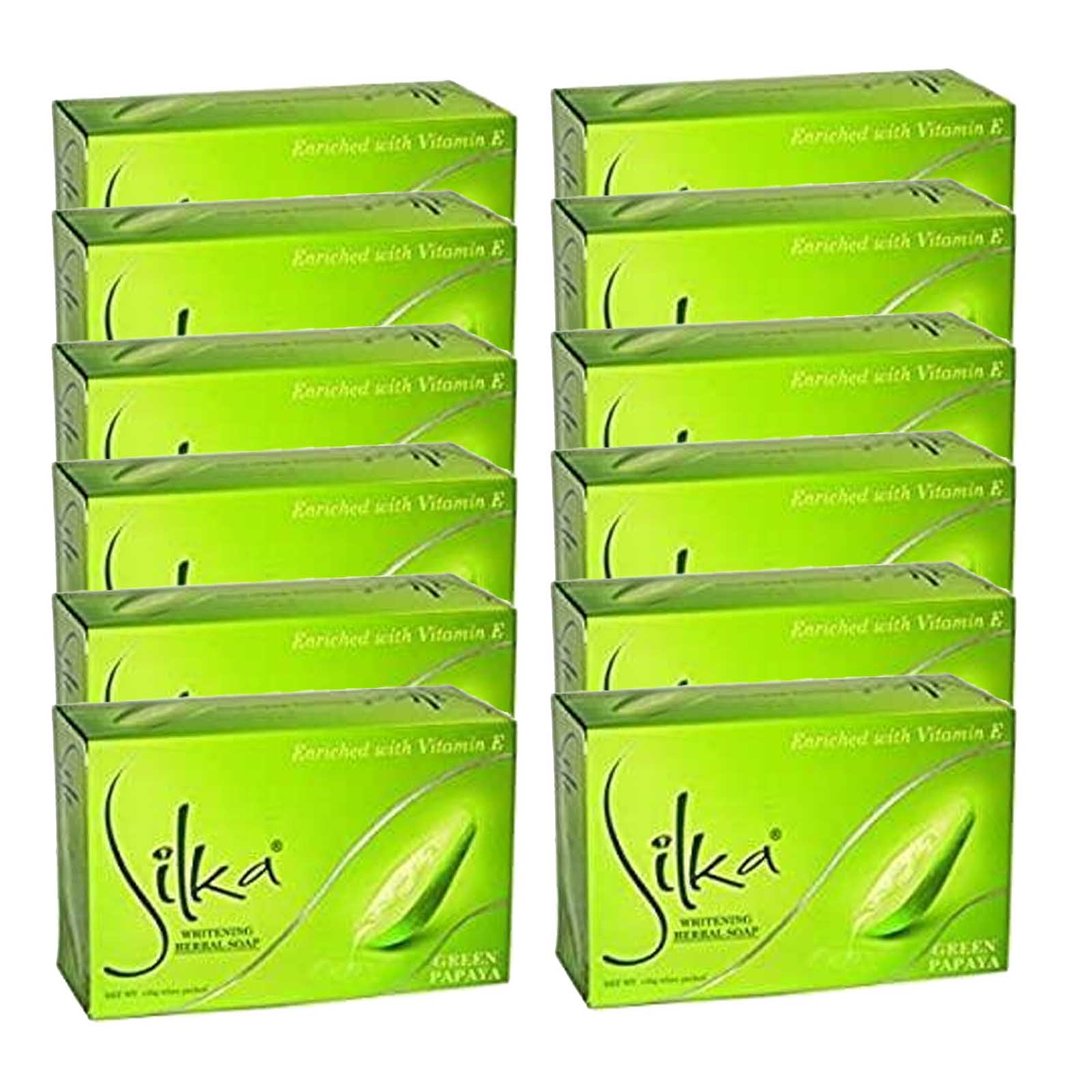 SOAP HERBAL WHITENING GREEN PAPAYA SILKA ( 2 X 6 X 135 GM )