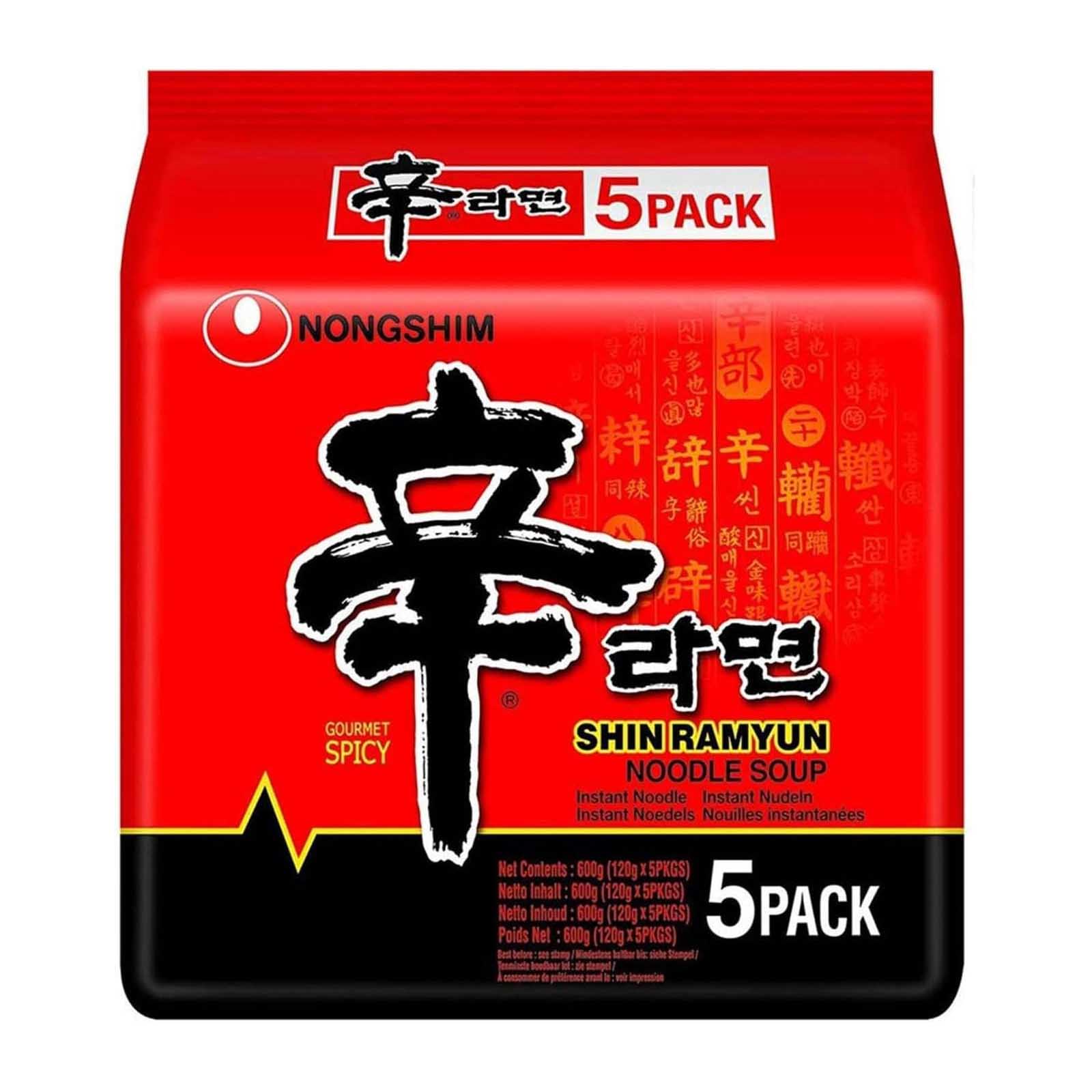 NOODLES  SHIN RAMYUN RED SUPER SPICY NONGSHIM ( 5 X 120 GM )