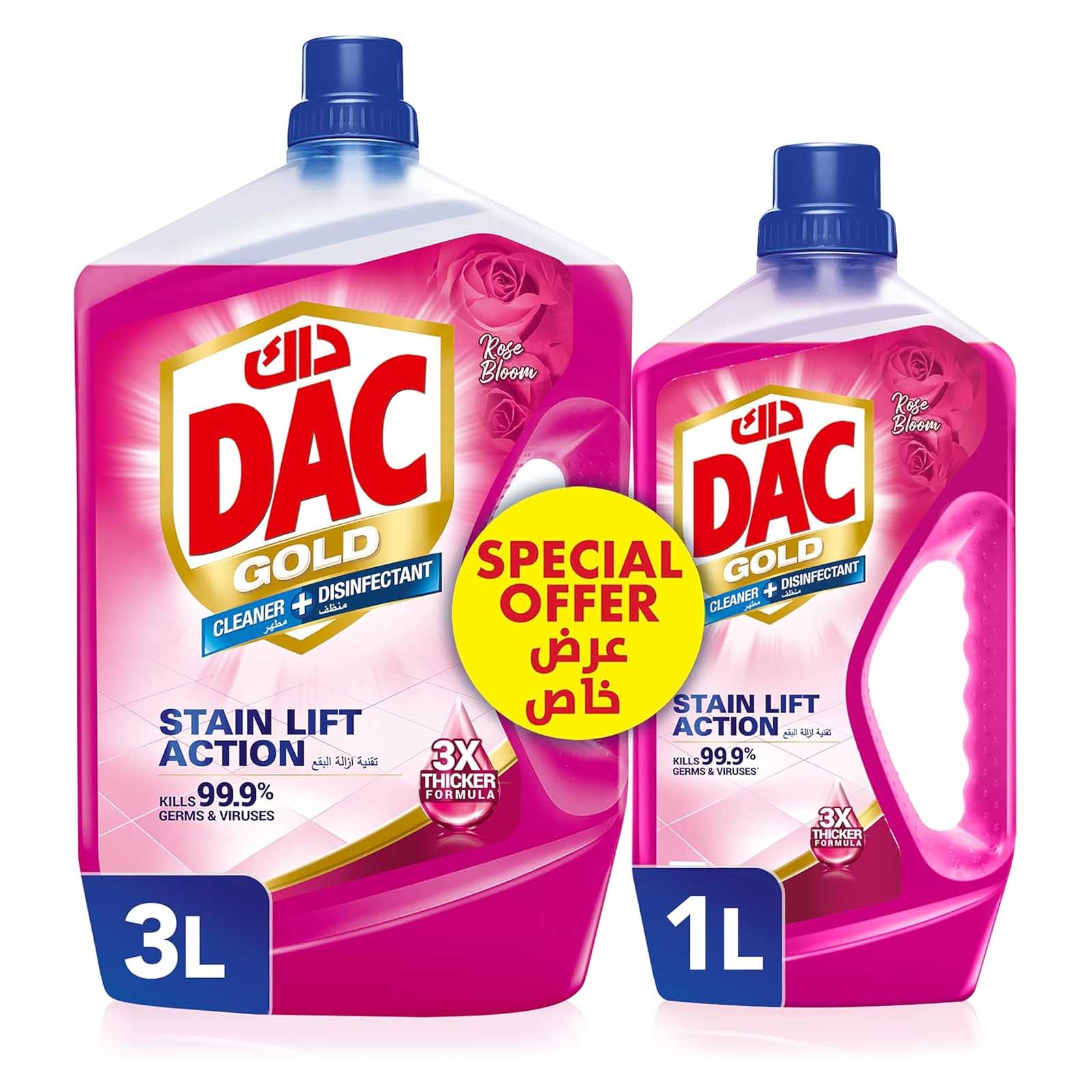 DISINFECTANT MULTI PURPOSE CLEANER ROSE BLOOM GOLD DAC ( 3L + 1L )
