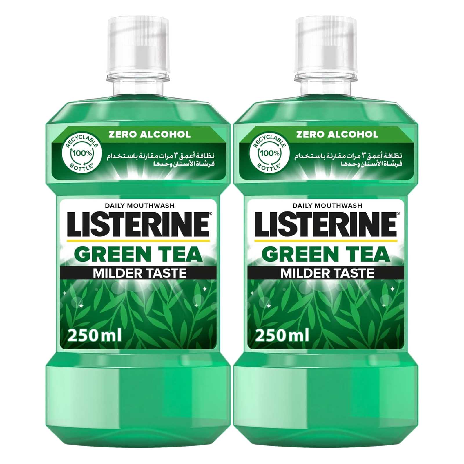 MOUTH WASH GREEN TEA MILDER TASTE LISTERINE ( 2 X 250 ML )