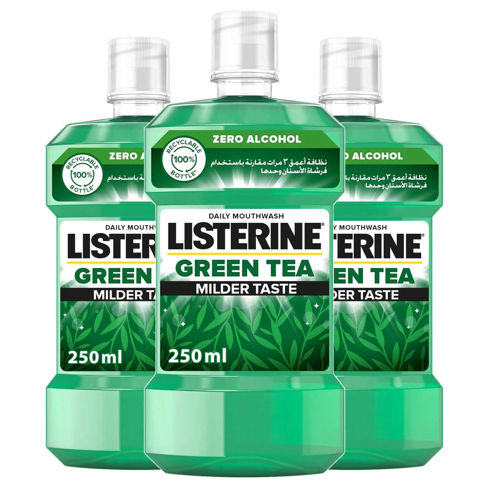 MOUTH WASH GREEN TEA MILDER TASTE LISTERINE ( 3 X 250 ML )