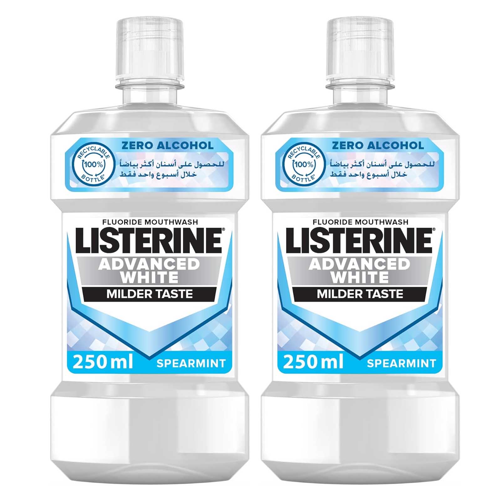 MOUTH WASH ADVANCED WHITE MILDER TASTE LISTERINE ( 2 X 250 ML )