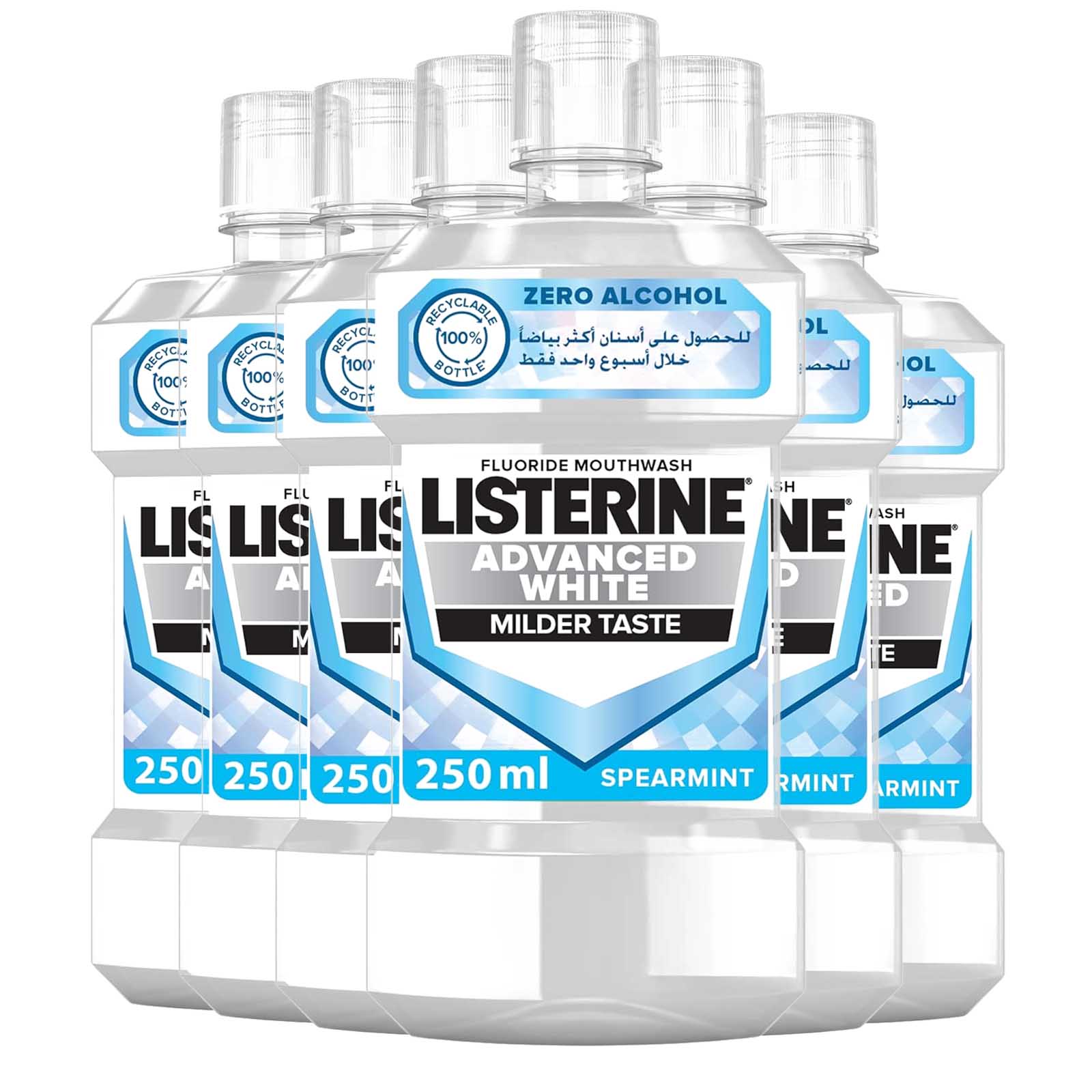 MOUTH WASH ADVANCED WHITE MILDER TASTE LISTERINE ( 6 X 250 ML )