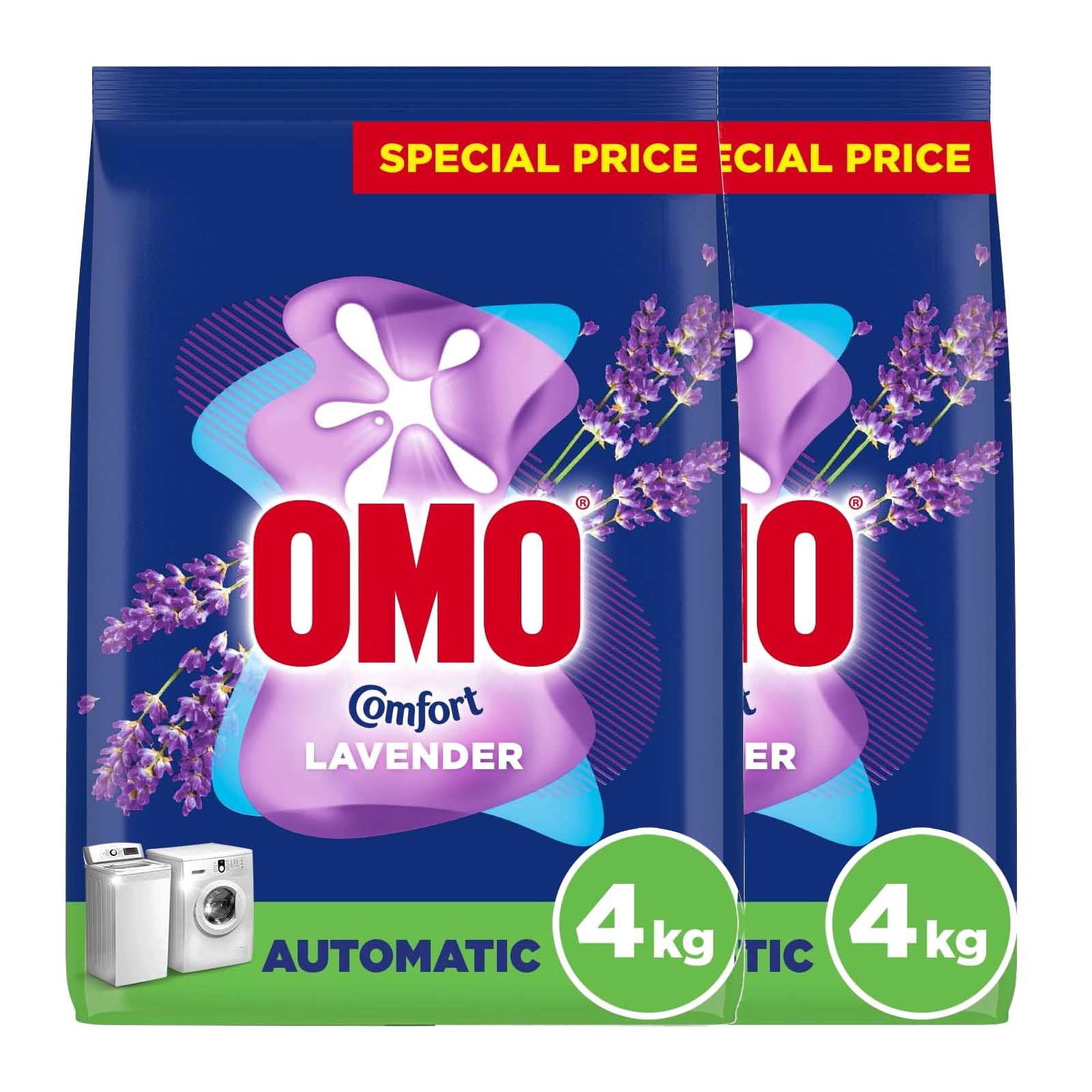  OMO Automatic Powder Laundry Detergent Lavender Ultimate Color Protection even after 20 washes, 2 x 4 KG