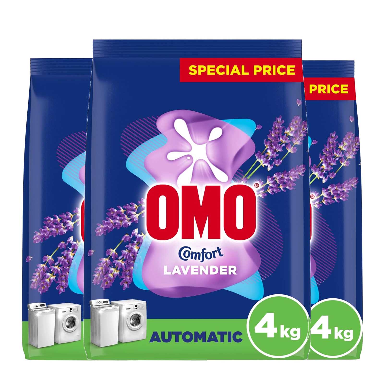  OMO Automatic Powder Laundry Detergent Lavende Ultimate Color Protection even after 20 washes, 4 KG x 3