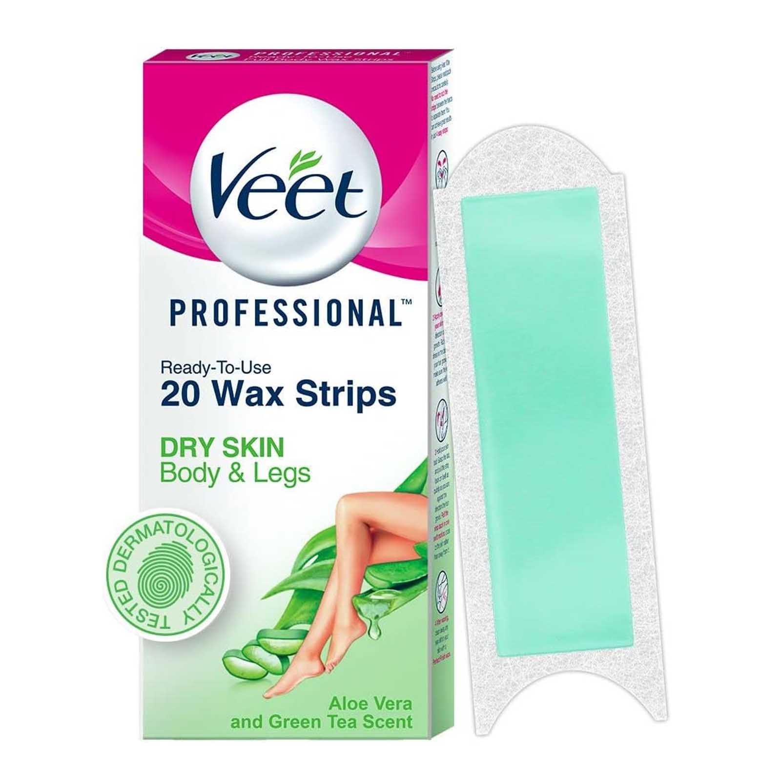 HAIR REMOVAL WAX STRIPS PROFESSIONAL ALOE VERA FOR DRY SKIN VEET ( 20 PC )