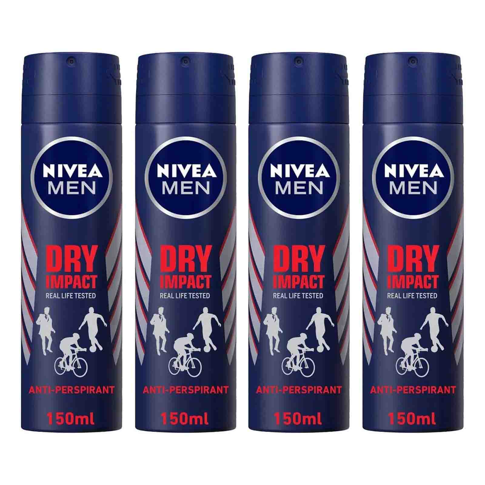 DEODORANT SPRAY ANTIPERS DRY IMPACT MEN NIVEA ( 4 X 150 ML )