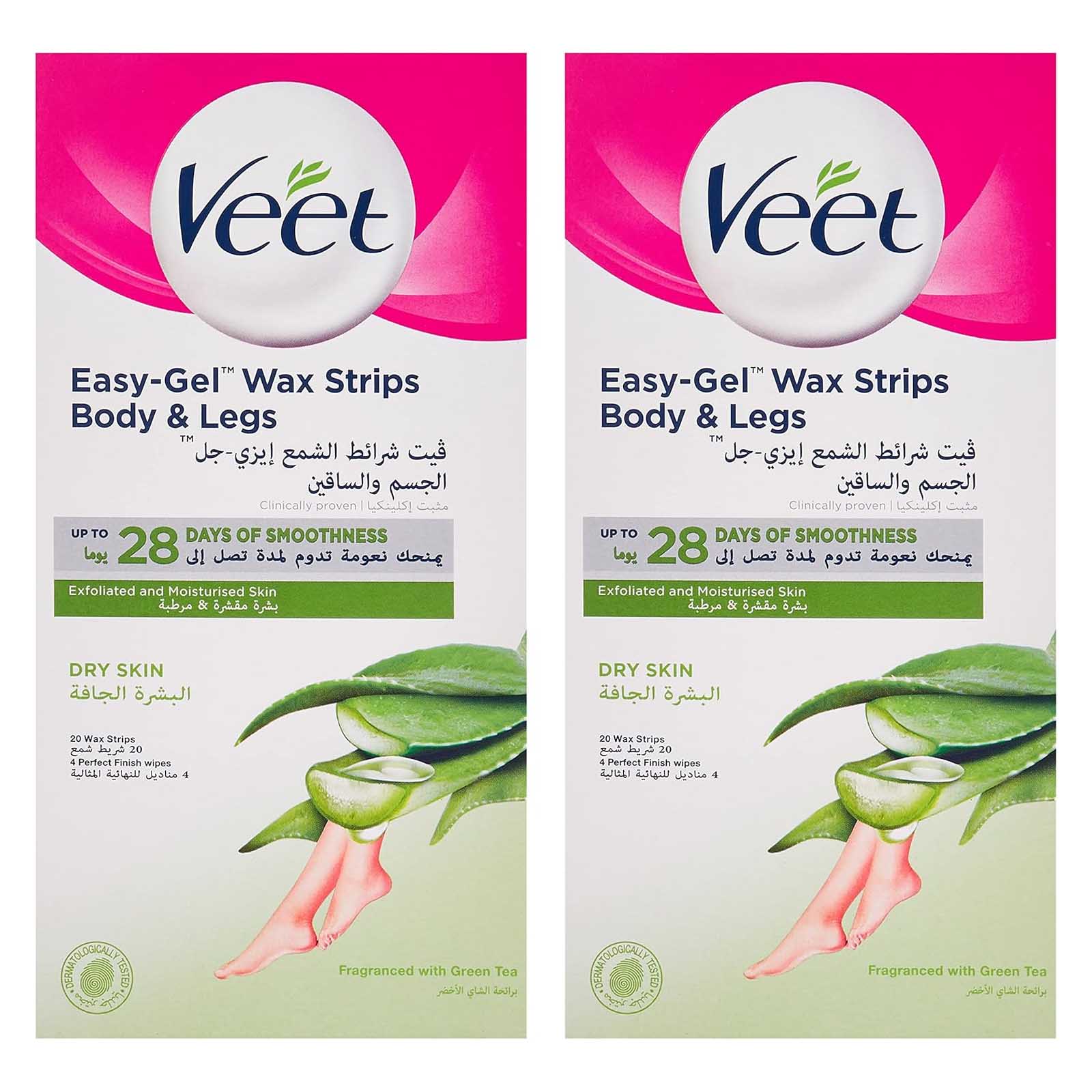 HAIR REMOVAL WAX STRIPS PROFESSIONAL ALOE VERA FOR DRY SKIN VEET ( 2 X 20 PC )