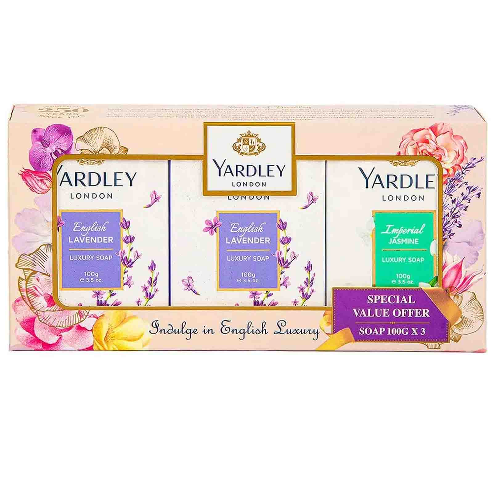 SOAP ASSORTED ENGLISH ROSE + ENGLISH LAVENDER YARDLEY ( 3 X 100 GM )