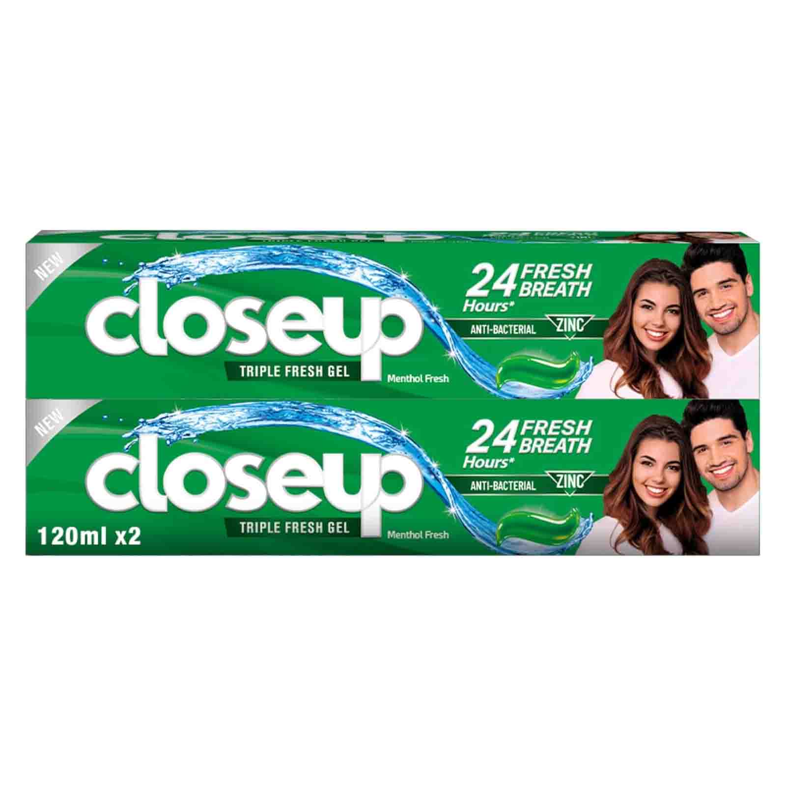 TOOTHPASTE ANTI-BACTERIAL MENTHOL FRESH CLOSE-UP ( 2 X 120 GM )