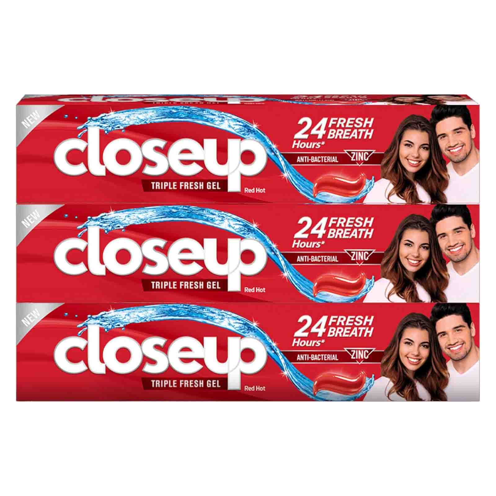 TOOTHPASTE ANTI-BACTERIAL RED HOT CLOSE-UP ( 3 X 120 GM ) 