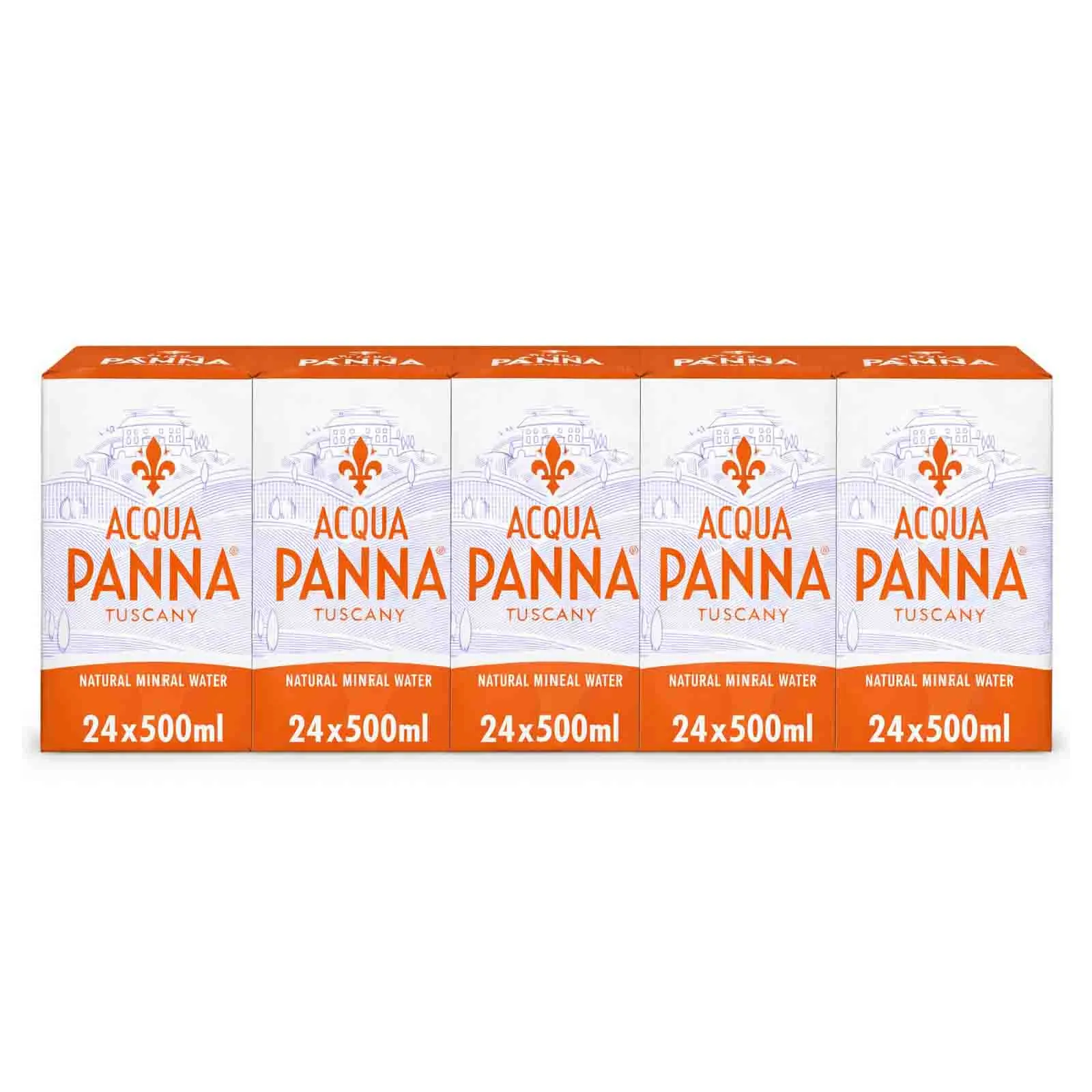 WATER MINERAL GLASS BOTTLE ACQUA PANNA ( 5 X 24 X 500 ML )
