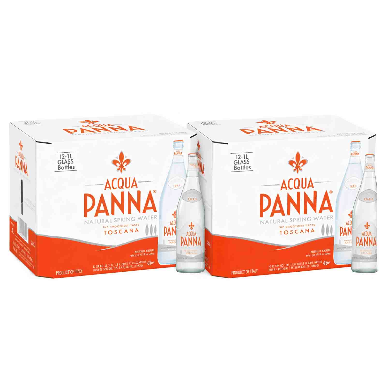 WATER MINERAL GLASS BOTTLE ACQUA PANNA ( 2 X 12 X 1 LTR )