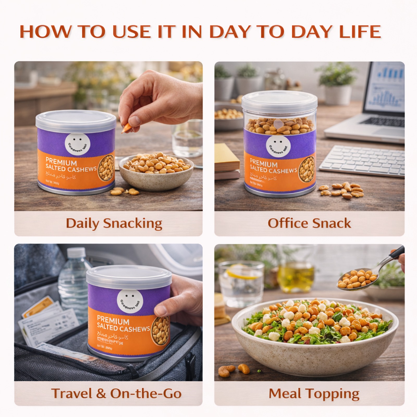 Goodness Premium Dry Roasted Salted Cashews – No Added Oil, Rich in Protein, No Preservatives, 2 x 200 g