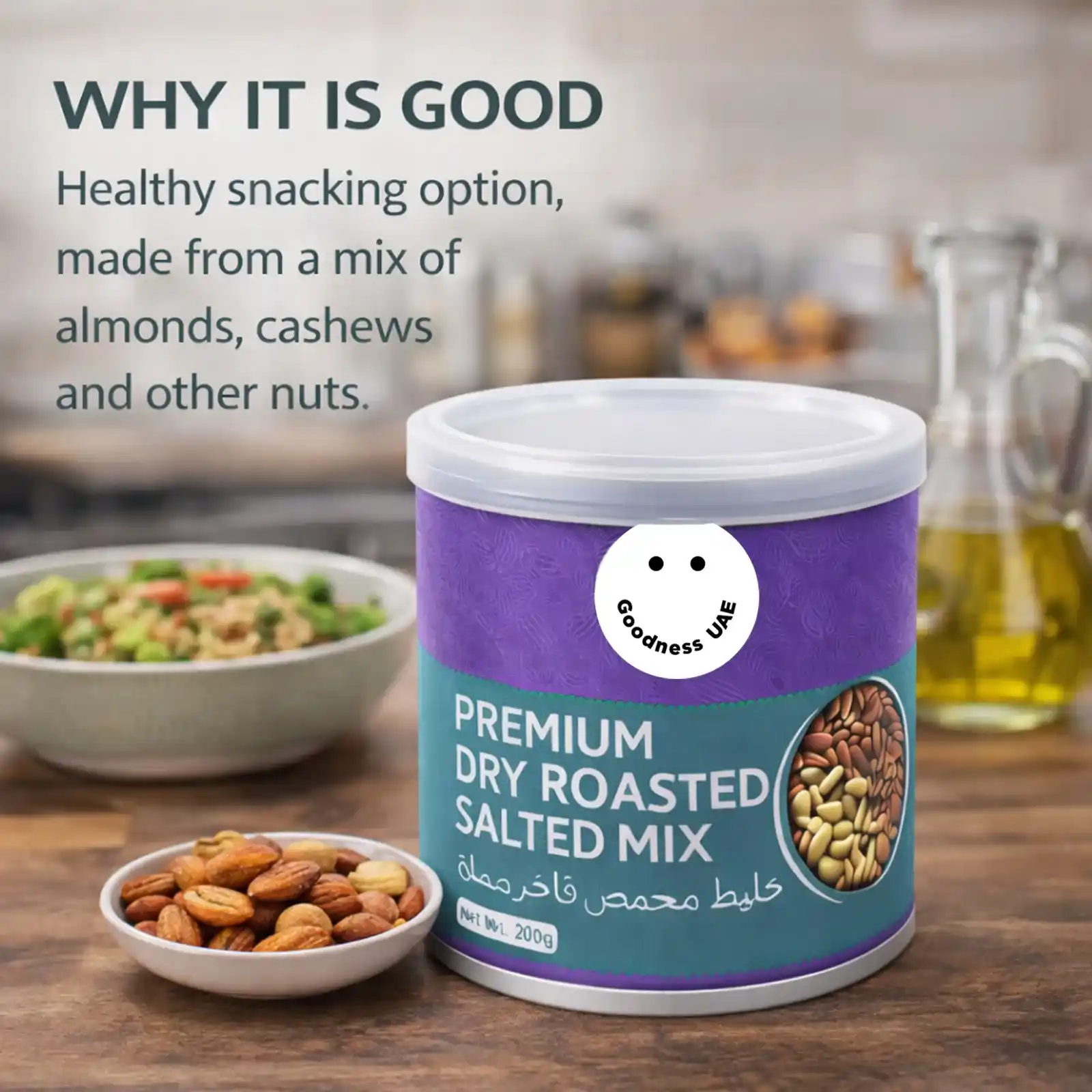  Goodness  Premium Dry Roasted Salted Mix, No Added Oil, Rich in Protein, No Preservatives, 2 X 200 g