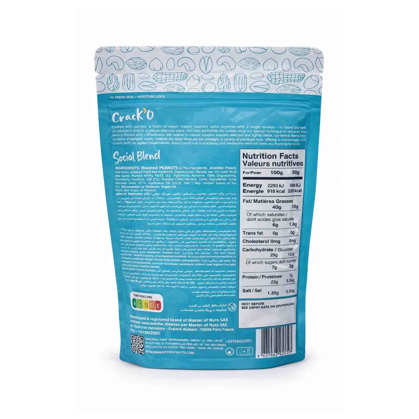Crack O Social Blend Dry Roasted Nuts – Lightly Salted, Premium Mixed Nuts , 2 x 250 g