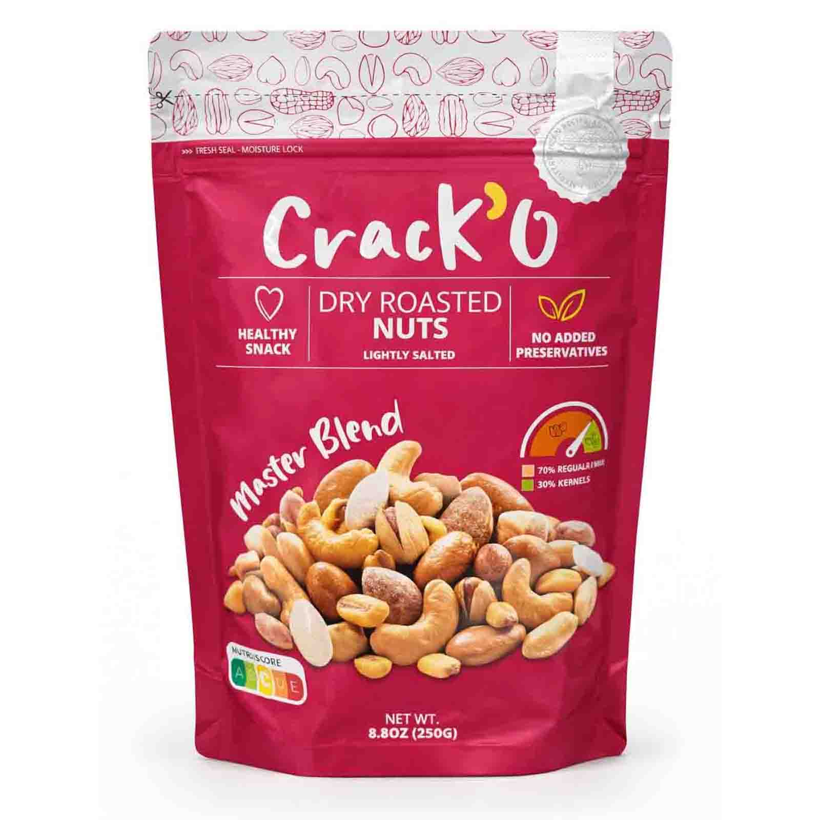Crack O Master Blend Dry Roasted Nuts – Lightly Salted, Premium Mixed Nuts , 250 g