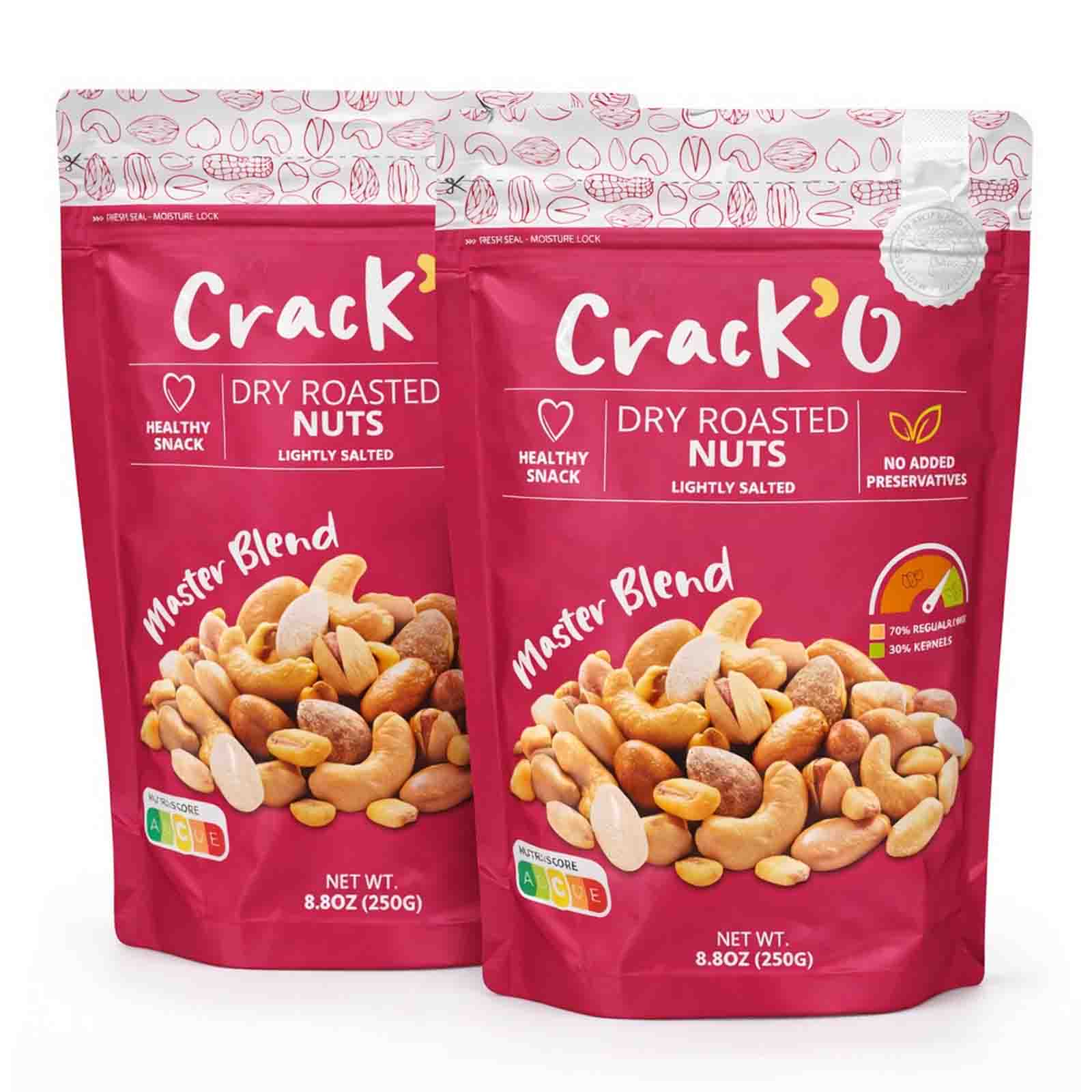 Crack O Master Blend Dry Roasted Nuts – Lightly Salted, Premium Mixed Nuts , 2 x 250 g
