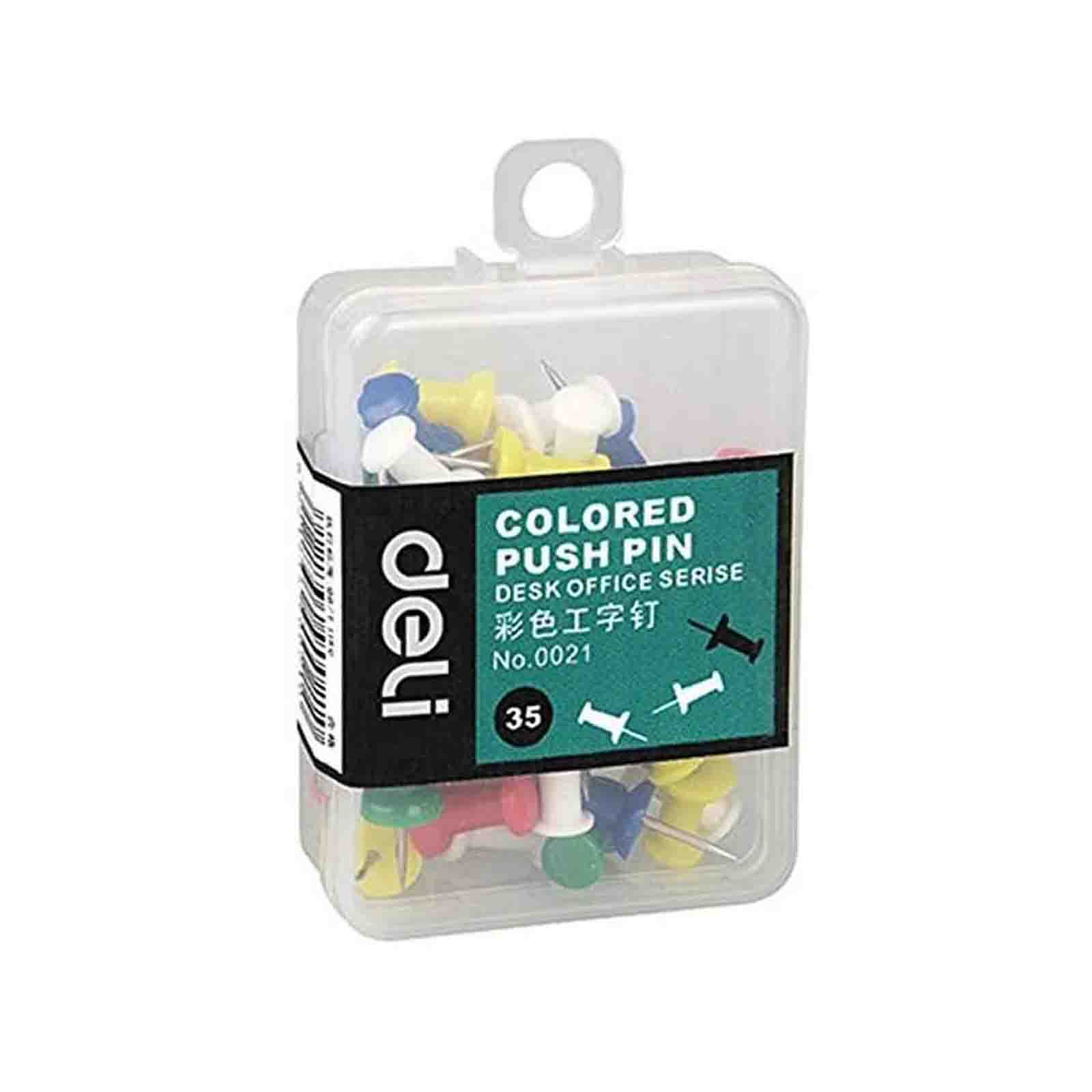 BOX PUSH PINS 23 MM DELI ( 35 PCS )