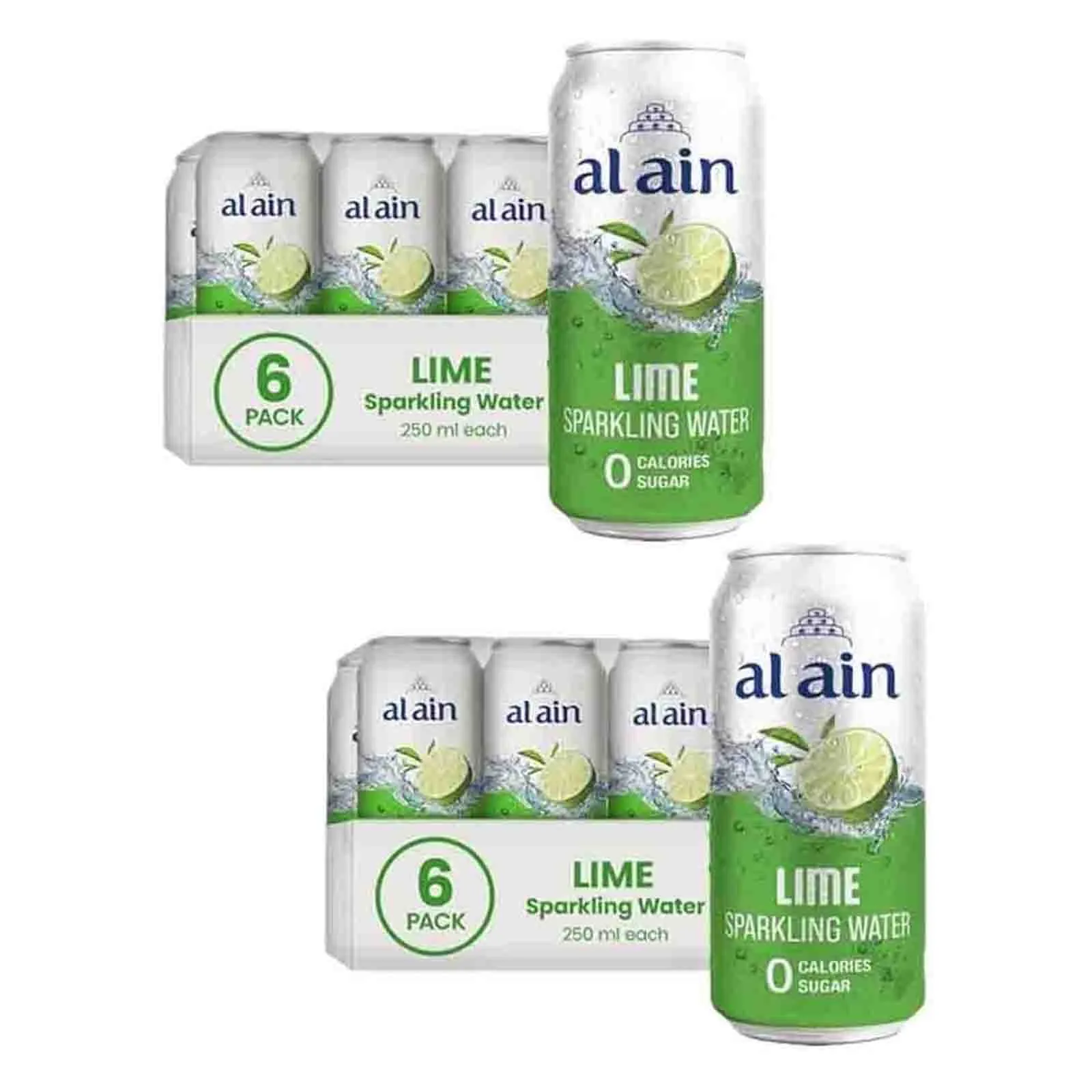 WATER SPARKLING LIME ZERO CAN AL AIN ( 2 X 6 X 250 ML )