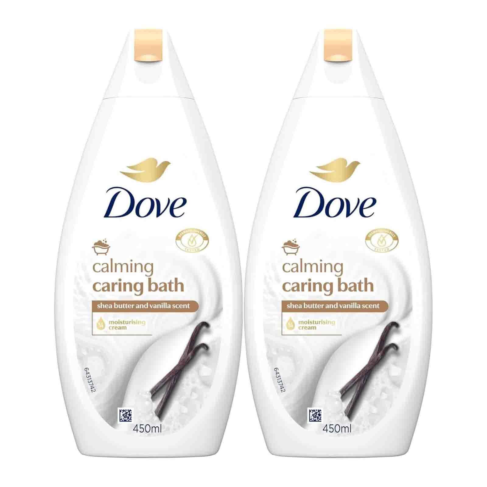 BODY WASH CALMING CARING BATH SHIA BUTTER & VANILLA DOVE ( 2 X 450 ML )