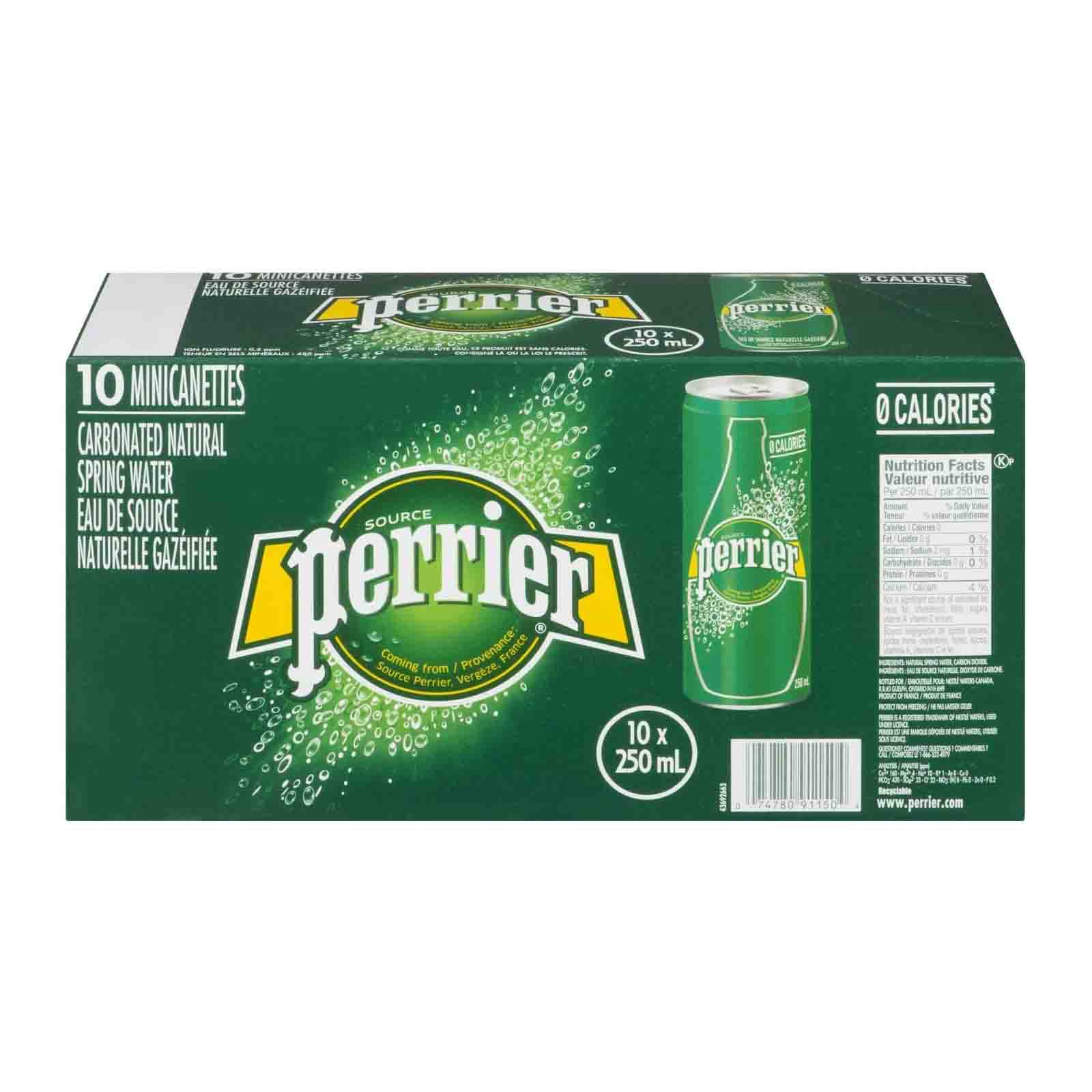 WATER NATURAL MINERAL CAN PERRIER( 10 X 250 ML )