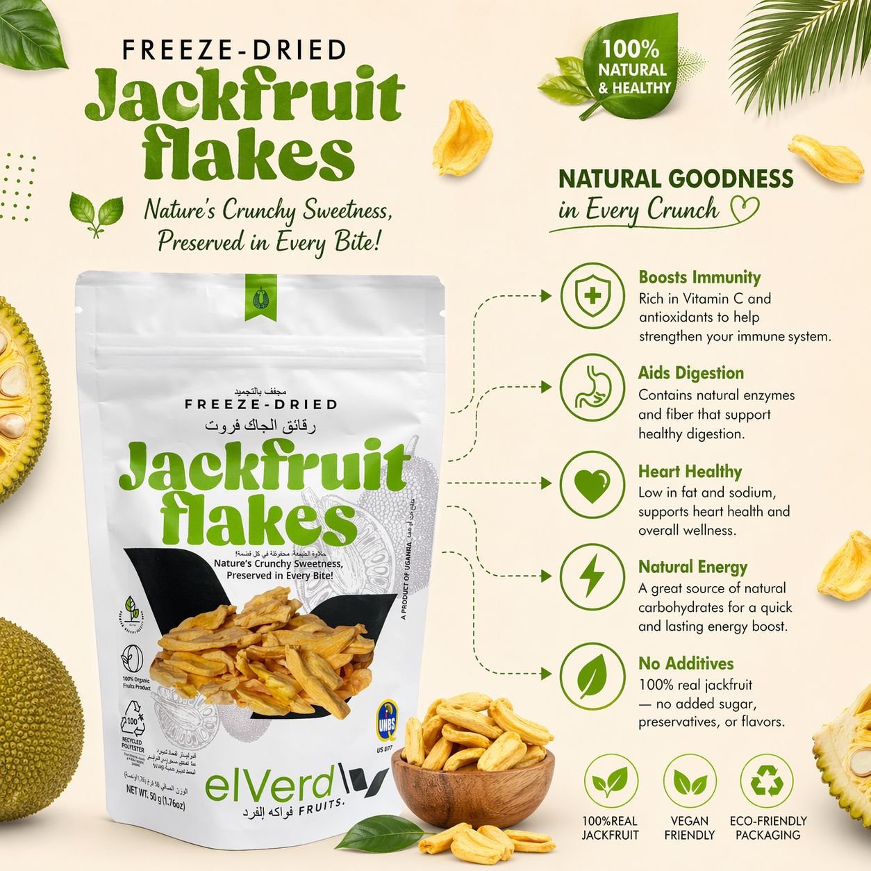  Elverd Fruits Freeze Dried Jackfruit Chips 50 g 
