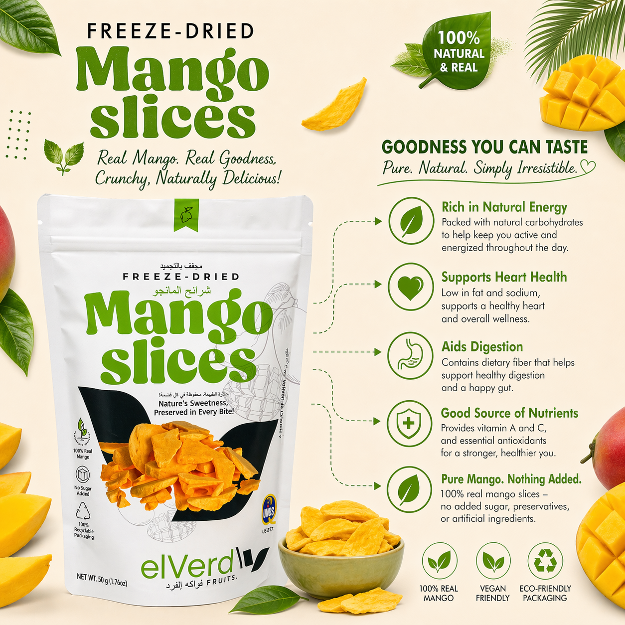  Elverd Fruits Freeze Dried Mango Chips 50 g