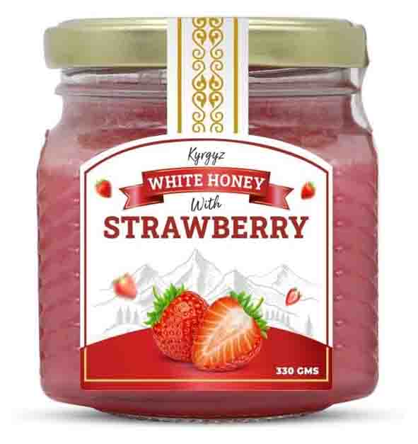 HONEY WHITE WITH STRAWBERRY MANAS HONEY ( 330 GM )