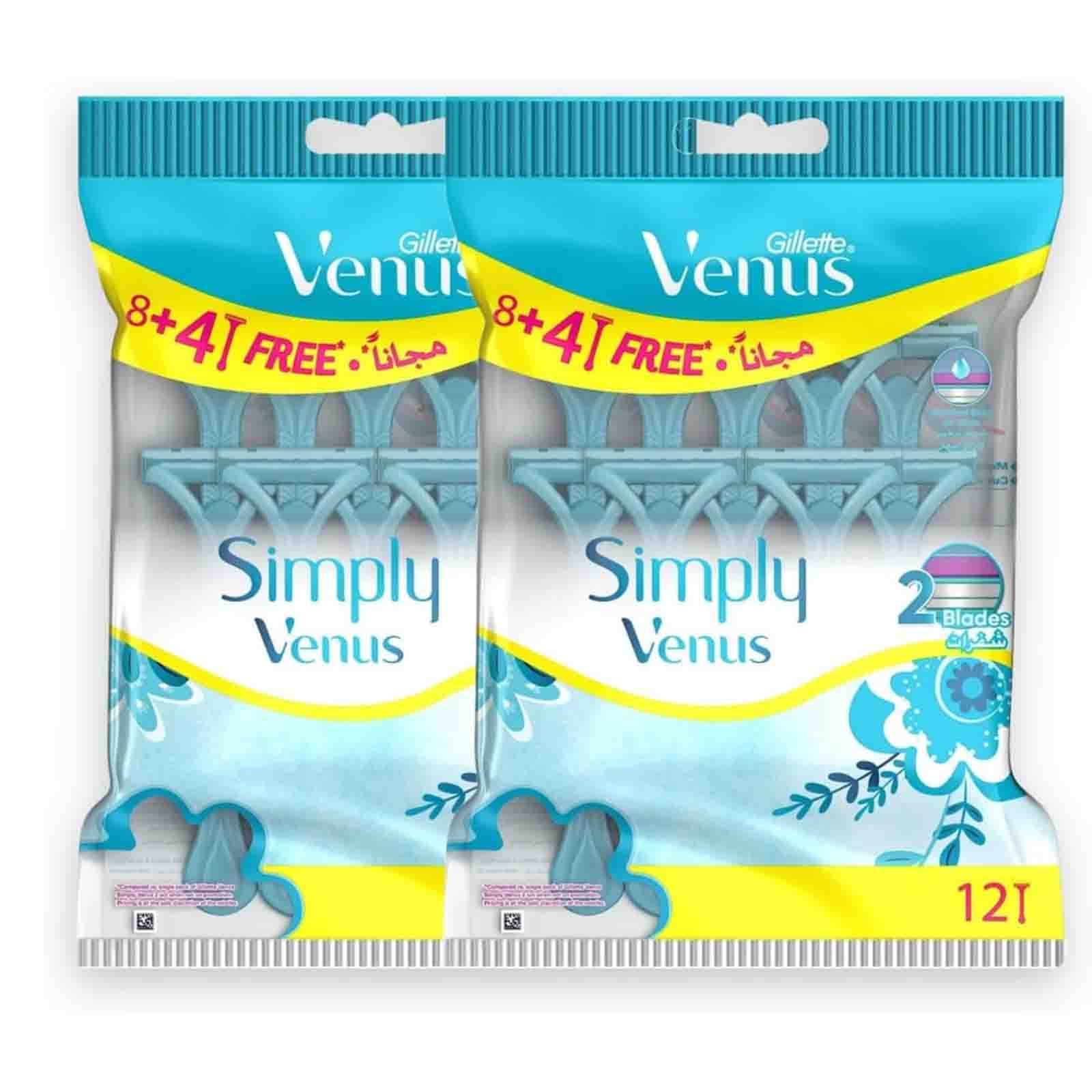 RAZORS DISP SIMPLY VENUS 2 GILLETTE ( 2 X 8 + 4 PC )
