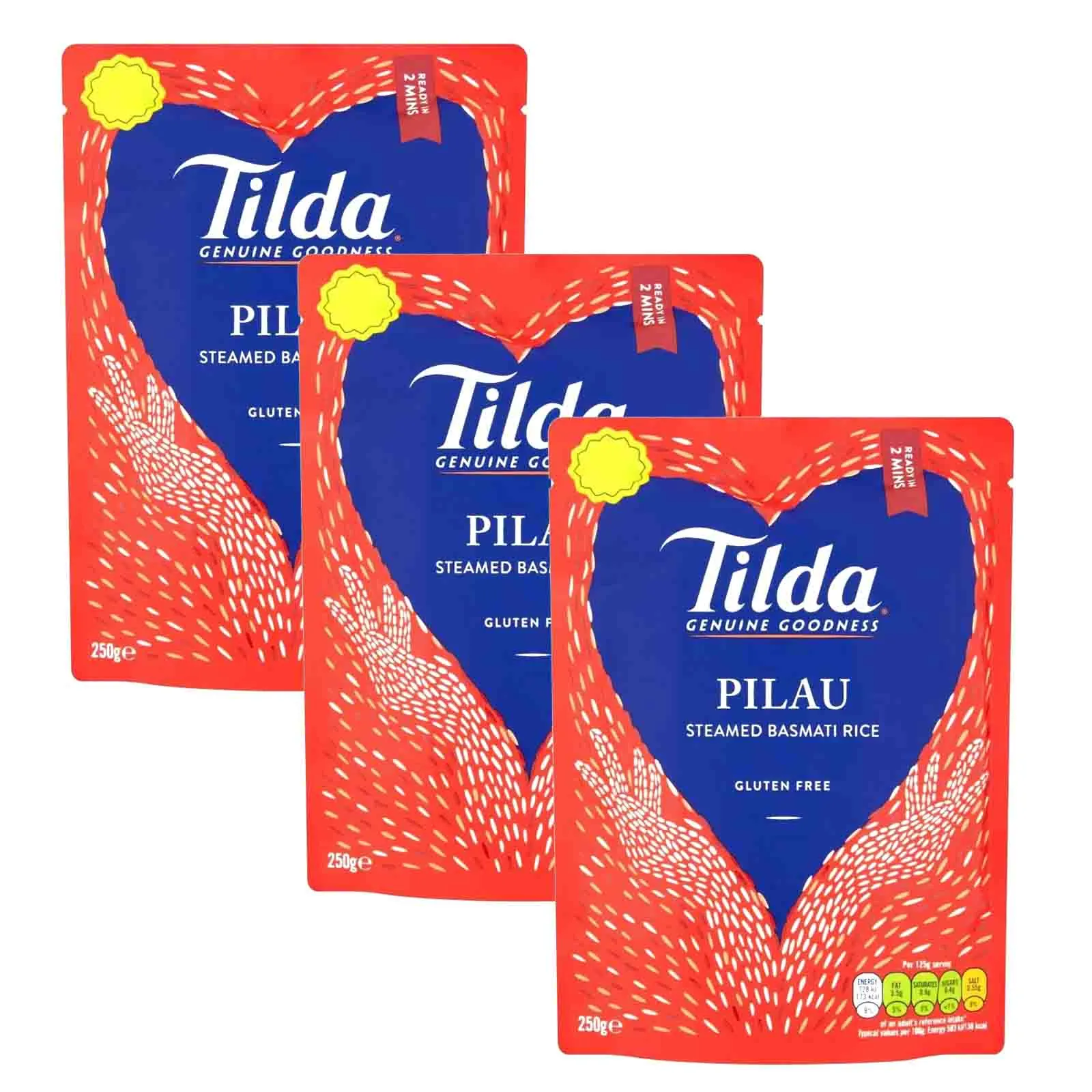 RICE BASMATI GLUTEN FREE PILAU MICROWAVE TILDA ( 3 X 250 G )