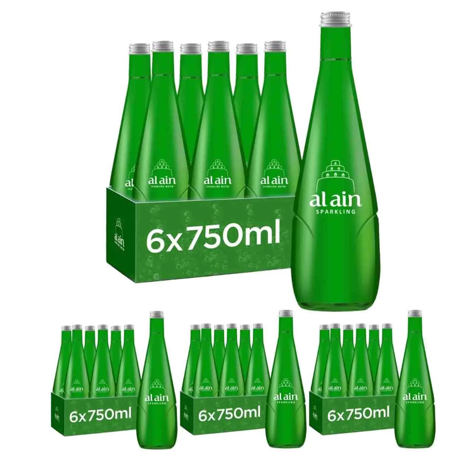 WATER SPARKLING GLASS BOTTLE AL AIN ( 4 X 6 X 750 ML )