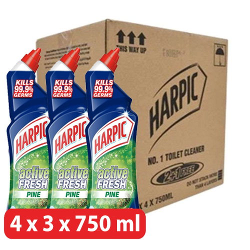  Harpic Pine Active Fresh Toilet Cleaner, 750 ml, Pack of 12