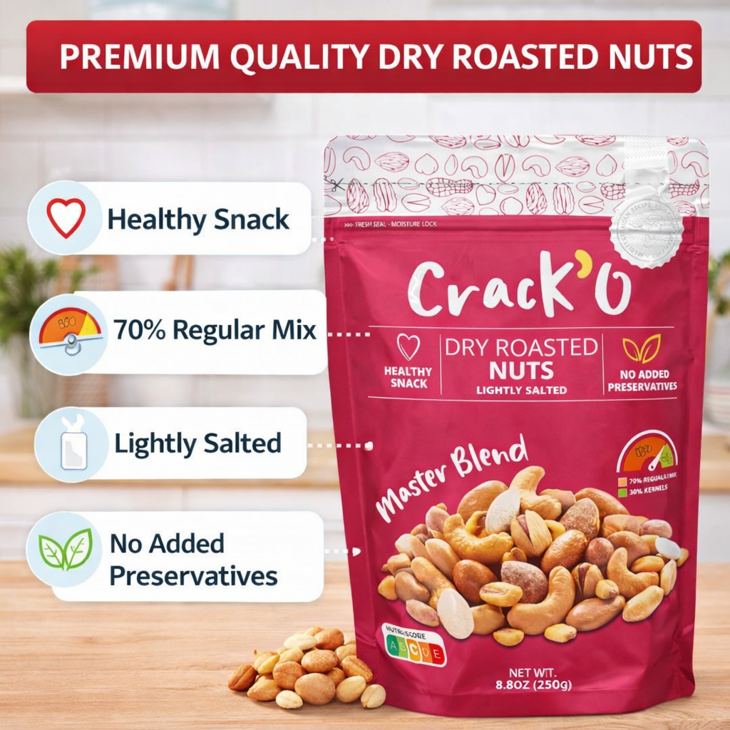 Crack O Master Blend Dry Roasted Nuts – Lightly Salted, Premium Mixed Nuts , 250 g