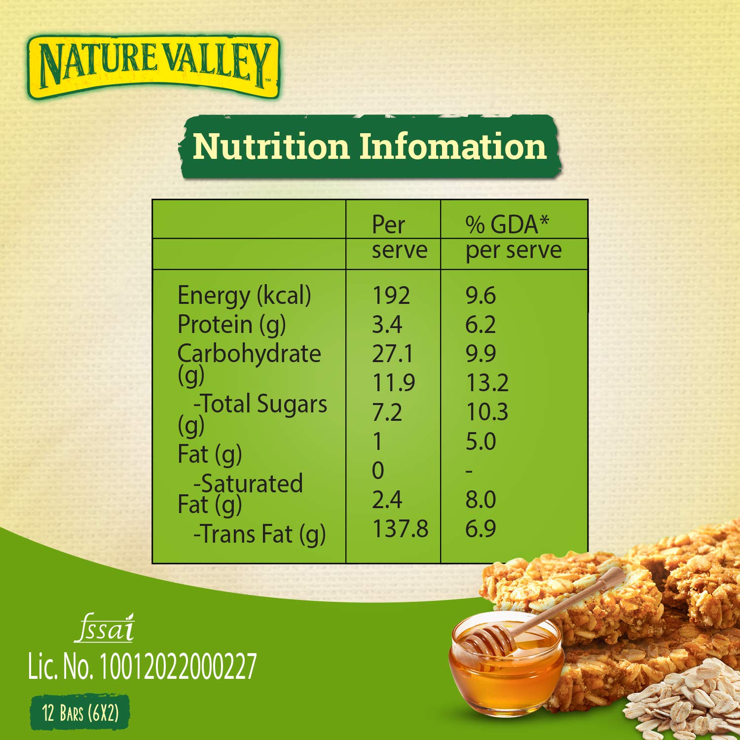  Nature Valley Crunchy Granola Bar Oat & Honey 252g