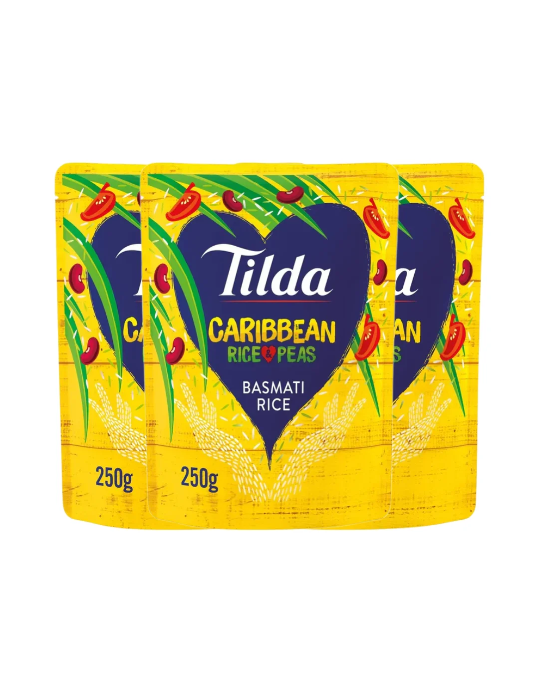 RICE BASMATI CARIBBEAN RICE PEAS MICROWAVE TILDA ( 3 X 250 G ) 