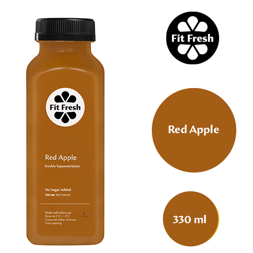  Fit Fresh Red Apple Juice 330 ml (Cold-Pressed Fresh Juice, Freshly-Squeezed Daily, No Preservatives, No Additives, No Sugar, No Water Added)
