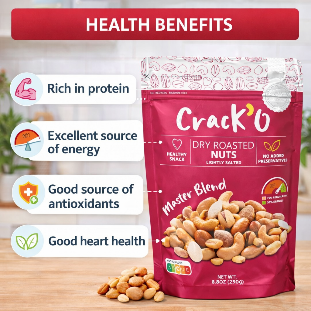 Crack O Master Blend Dry Roasted Nuts – Lightly Salted, Premium Mixed Nuts , 250 g