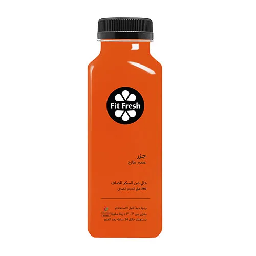 Fit Fresh Carrot Juice 330 ml (Cold-pressed fresh juice, Freshly-squeezed daily, 100% Raw, No Preservatives, No Additives, No Water, No Sugar Added)
