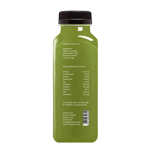  Fit Fresh Clean Green Juice 330 ml (Cold-Pressed Fresh Juice, Freshly-Squeezed Daily, Green Juice, No Preservatives, No Additives, No Sugar Added, No Water Added)