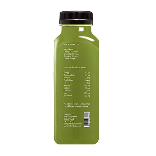 Fit Fresh Clean Green Juice 330 ml (Cold-Pressed Fresh Juice, Freshly-Squeezed Daily, Green Juice, No Preservatives, No Additives, No Sugar Added, No Water Added)