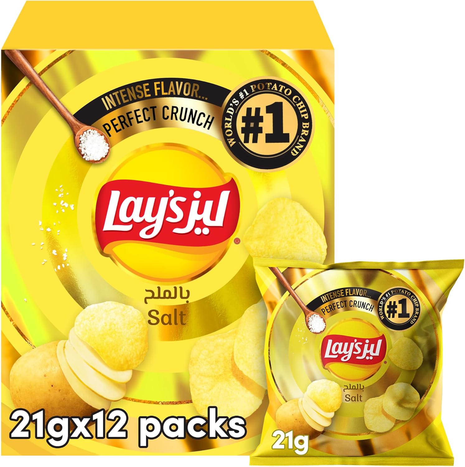  Lays Salt Potato Chips, Pack of 12 x 21 gm