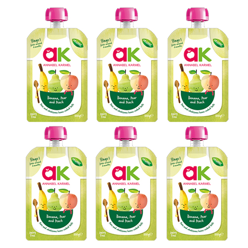  Annabel Karmel Baby Food Organic Banana Pear & Peach 6 X 100 g