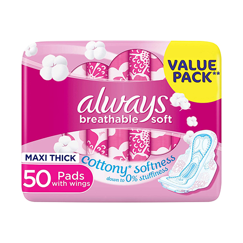 SANITARY PADS BREATHABLE SOFT MAXI THICK WITH WINGS ALWAYS (50 PC)