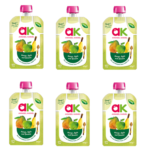  Annabel Karmel organic mango, apple & banana puree  6 X  100g