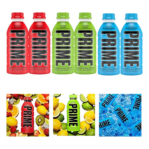 Prime Hydration Drink Mix Pacl - 2 Blue , 2 Red , 2 Green 6 x 500 ml