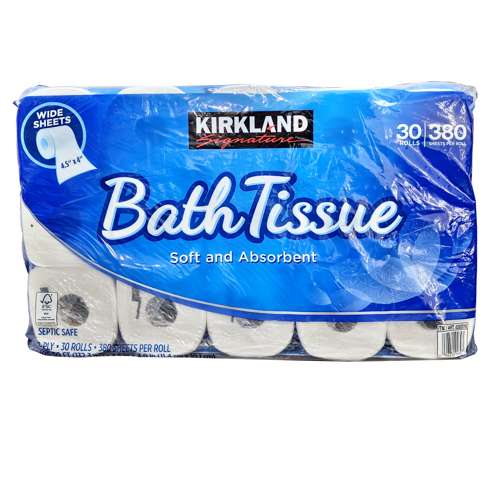BATH TISSUE PREMIUM 2 PLY - 380 SHEETS SOFT & ABSORBENT KIRKLAND SIGNATURE ( 5 X 6 ROLLS )