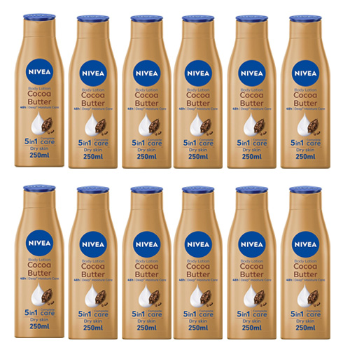  Nivea Dry Skin, Cocoa Butter Vitamin E Body Lotion 12 X 250 ml