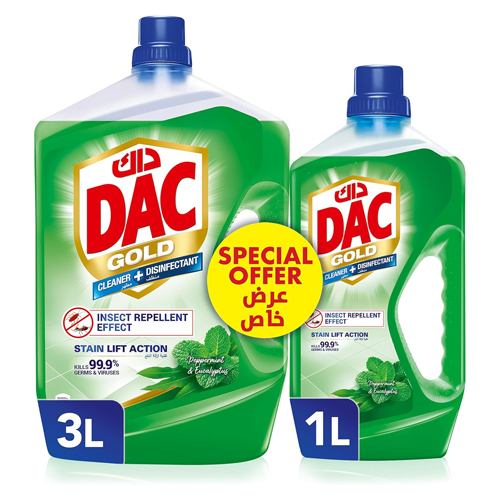DISINFECTANT MULTI PURPOSE CLEANER PEPPERMINT & EUCALYPTUS GOLD DAC (  3L + 1 LTR )